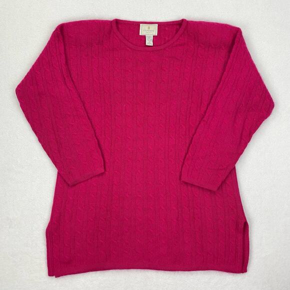 Vintage Express Tricot Sweater Sz Small Pink Wool Angora Cable Knit Crewneck 90s - Picture 1 of 13